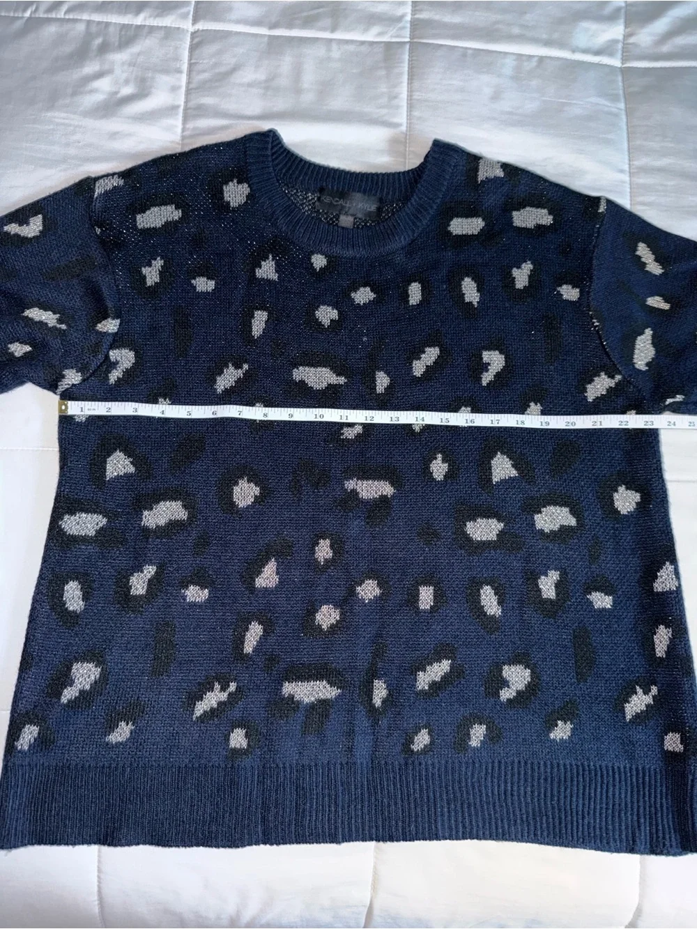 Kendall + Kylie | Navy Blue Animal Patterned Crewneck Sweater - 2XL